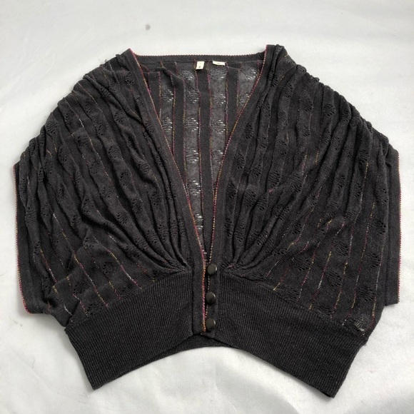 Anthropologie Moth dark gray multicolor knit sleeveless cardigan M - Picture 4 of 8